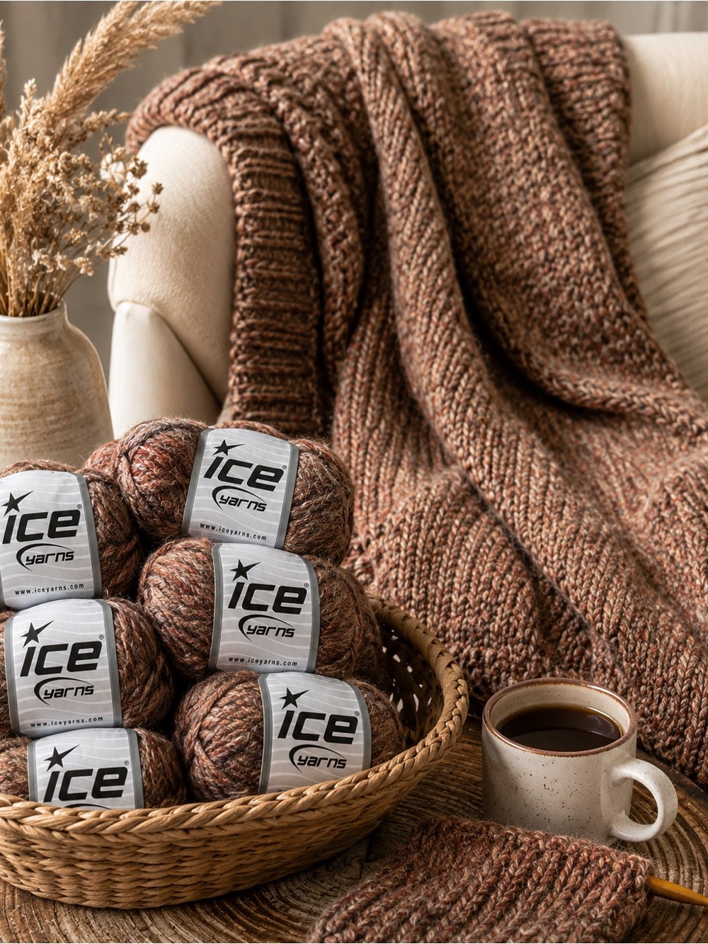 Ice Yarns Georgia Wool Brown Camel Copper 8 Skeins Bulky Knitting Crochet